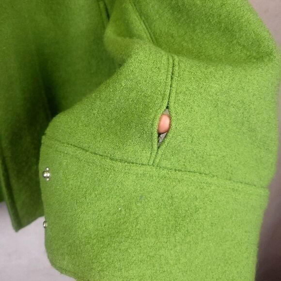 Vintage Hilary Radley Green Hooded Zippered Wool Coat Size Small - Picture 12 of 12